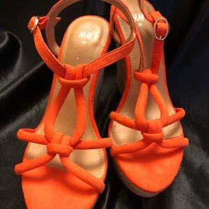 Orange H&M wedge sandals